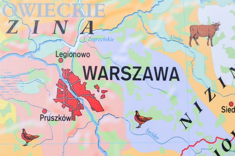Polska 1:550 000. Rolnictwo w Polsce. Uprawy i struktura użytkowania ziemi. Mapa ścienna wydawnictwa Meridian. Fragment 2