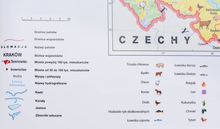 Polska 1:550 000. Rolnictwo w Polsce. Uprawy i struktura użytkowania ziemi. Mapa ścienna wydawnictwa Meridian. Legenda