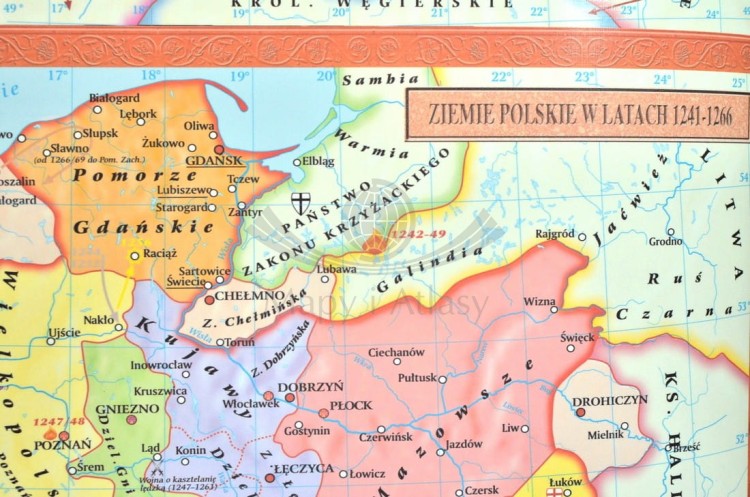 Rozbicie dzielnicowe Polski. Mapa ścienna wydawnictwa Meridian. Fragment 5