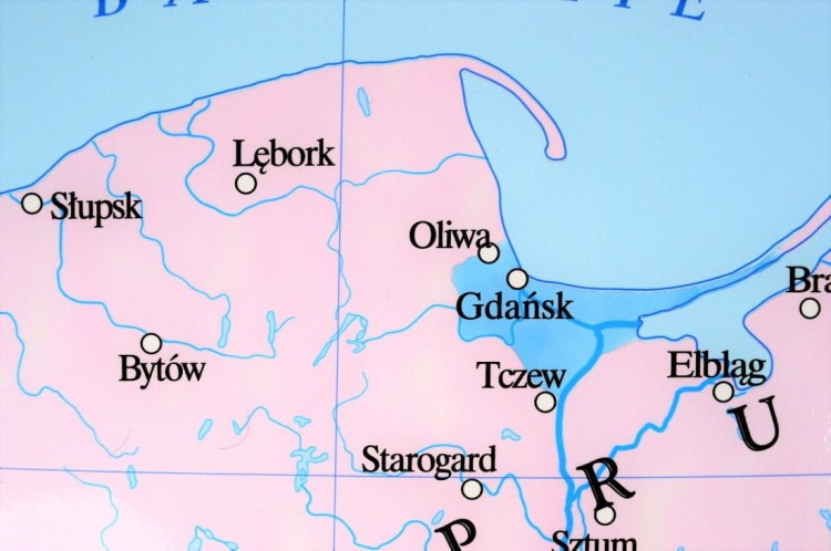 Ziemie polskie po kongresie wiedeńskim. Mapa ścienna wydawnictwa Meridian. Fragment 2