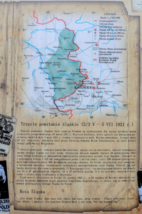 Powstania śląskie. Mapa ścienna 150 x 200 cm. Drewniane półwałki