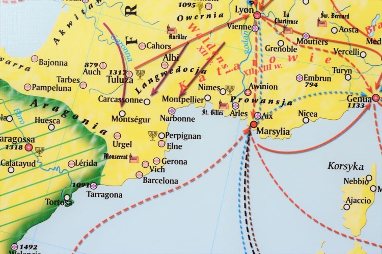 Powstanie i rozwój chrześcijaństwa. Mapa ścienna wydawnictwa Meridian. Fragment 2
