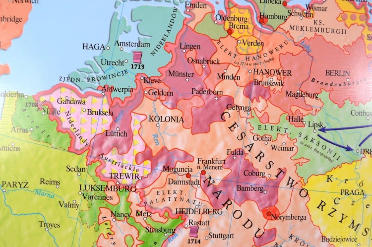 Rzeczpospolita Polska w XVII i XVIII w. / Europa do połowy XVIII w. Dwustronna mapa ścienna wydawnictwa Meridian. Strona 2 - fragment 2