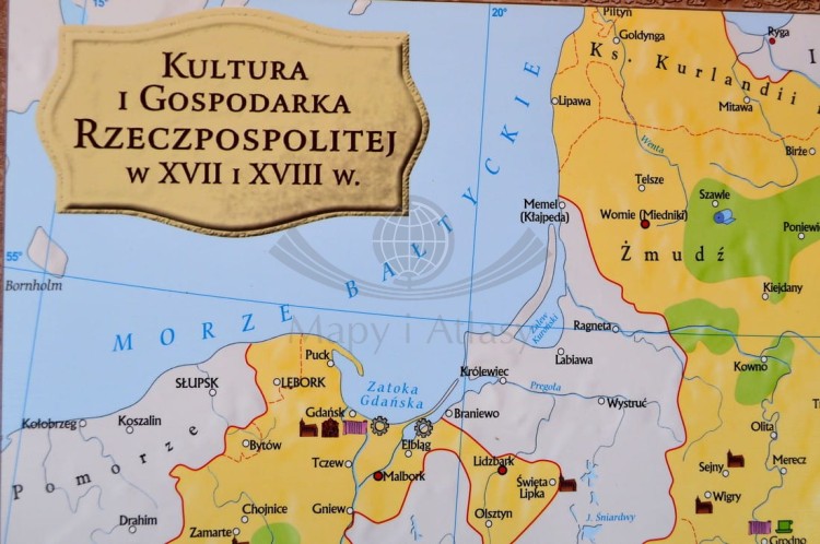 Rzeczpospolita Polska w XVII i XVIII w. / Europa do połowy XVIII w. Dwustronna mapa ścienna wydawnictwa Meridian. Strona 2 - fragment 7