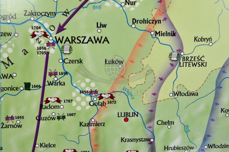 Rzeczpospolita Polska w XVII i XVIII w. / Europa do połowy XVIII w. Dwustronna mapa ścienna wydawnictwa Meridian. Strona 1 - fragment 1