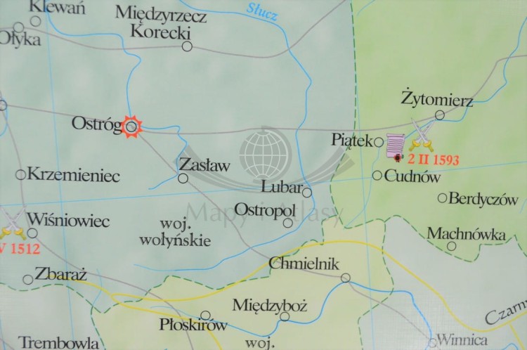 Rzeczpospolita Polska po Unii Lubelskiej / Europa XVI w. Dwustronna mapa ścienna wydawnictwa Meridian. Strona 1 - fragment 3