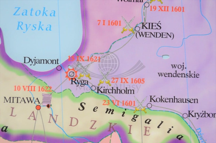 Rzeczpospolita Polska po Unii Lubelskiej / Europa XVI w. Dwustronna mapa ścienna wydawnictwa Meridian. Strona 1 - fragment 2
