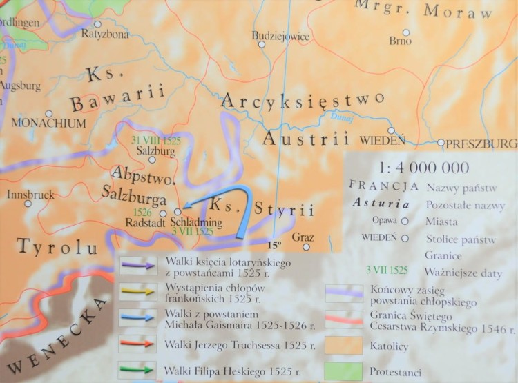 Rzeczpospolita Polska po Unii Lubelskiej / Europa XVI w. Dwustronna mapa ścienna wydawnictwa Meridian. Strona 2 - fragment 7