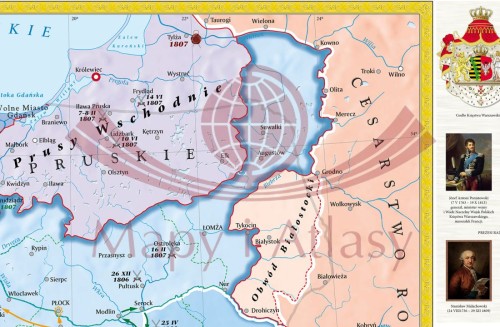 Księstwo Warszawskie w latach 1807-1815. Mapa ścienna wydawnictwa Meridian. Fragment 1