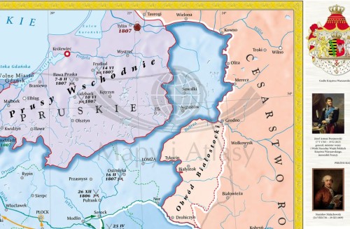 Księstwo Warszawskie w latach 1807-1815. Mapa ścienna wydawnictwa Meridian. Fragment 1