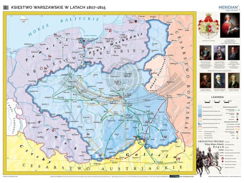 Księstwo Warszawskie w latach 1807-1815. Mapa ścienna wydawnictwa Meridian