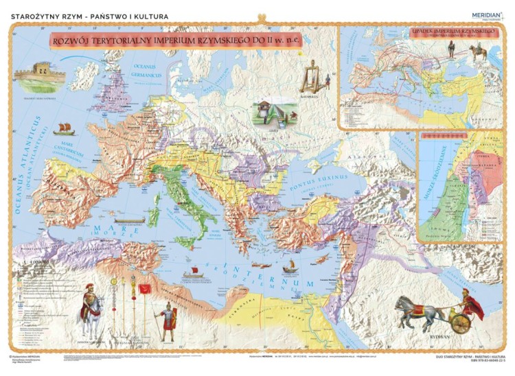 Starożytny Rzym - państwo i kultura. Dwustronna mapa ścienna wydawnictwa Meridian. Strona 1