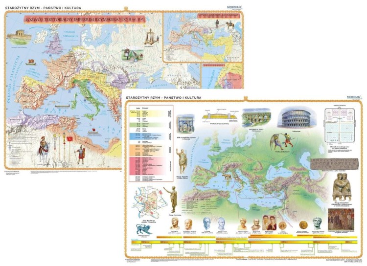 Starożytny Rzym - państwo i kultura. Dwustronna mapa ścienna wydawnictwa Meridian