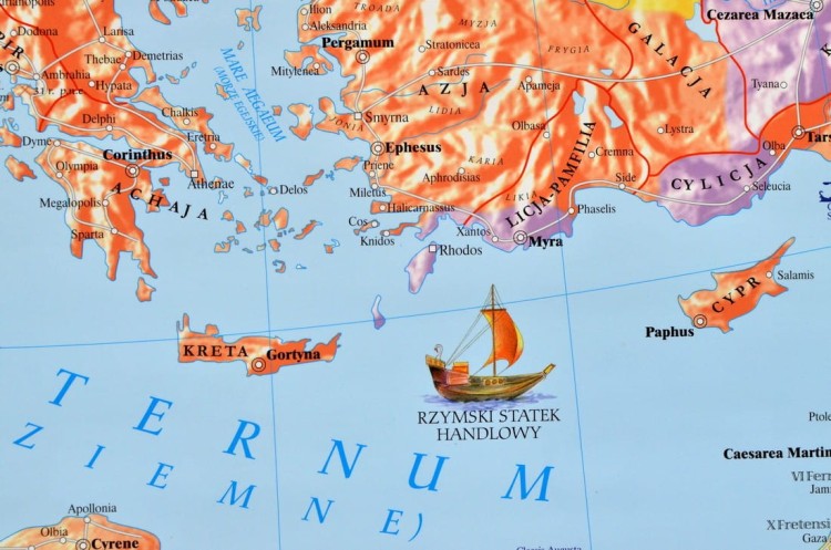 Starożytny Rzym - państwo i kultura. Dwustronna mapa ścienna wydawnictwa Meridian. Strona 1- fragment 2