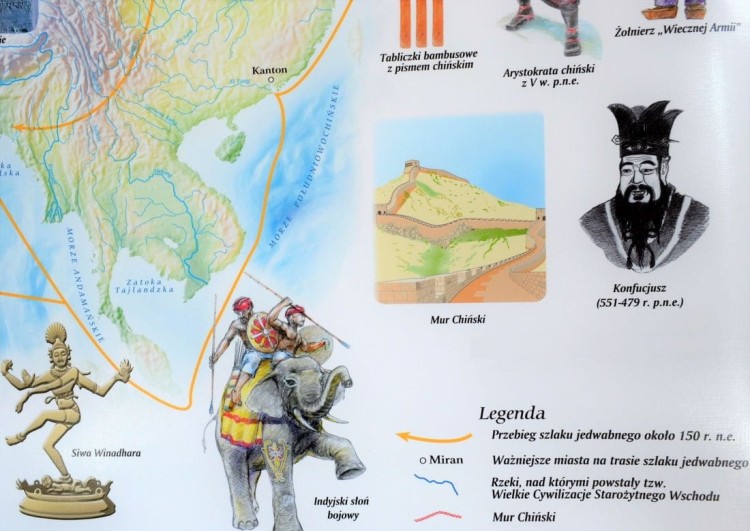 Starożytny Wschód - kultura (cywilizacje wielkich rzek i ich kultury). Mapa ścienna wydawnictwa Meridian. Fragment 2