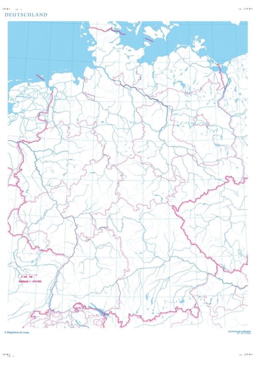 Niemcy. Dwustronna mapa ścienna w języku niemieckim wydawnictwa Meridian.  Konturowa