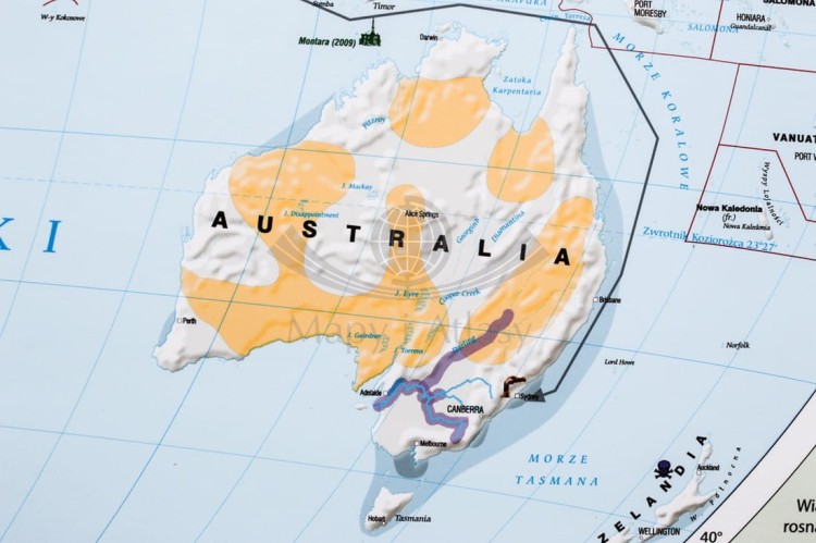 Świat 1: 26 000 000. Degradacja środowiska na świecie. Mapa ścienna wydawnictwa Meridian. Fragment 4
