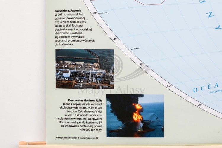 Świat 1: 26 000 000. Degradacja środowiska na świecie. Mapa ścienna wydawnictwa Meridian. Fragment 7