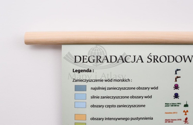 Świat 1: 26 000 000. Degradacja środowiska na świecie. Mapa ścienna wydawnictwa Meridian. Oprawa