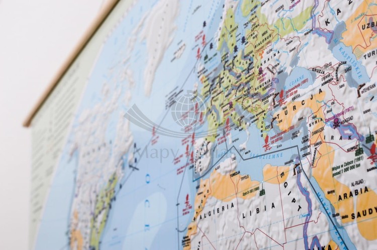 Świat 1: 22 000 000. Degradacja środowiska na świecie. Mapa ścienna wydawnictwa Meridian. Fragment 6