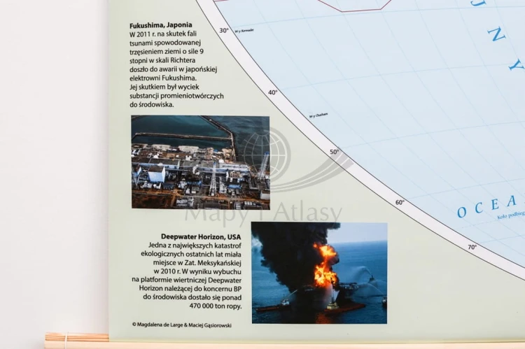 Świat 1: 22 000 000. Degradacja środowiska na świecie. Mapa ścienna wydawnictwa Meridian. Fragment 7