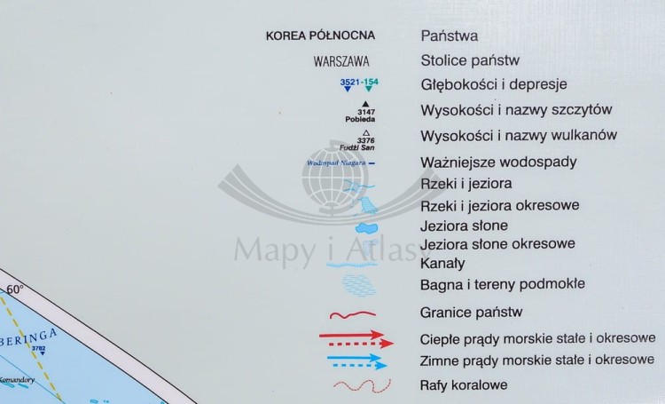 Świat 1:22 000 000. Mapa ścienna krajobrazowa wydawnictwa Meridian. Legenda 2