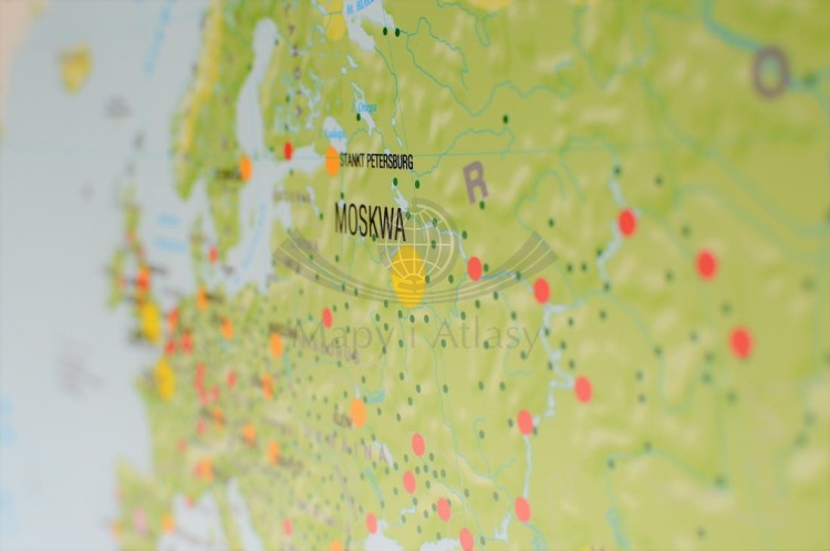Świat 1:26 000 000. Rozmieszczenie ludności. Mapa ścienna wydawnictwa Meridian. Fragment 6