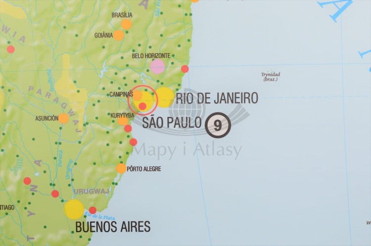 Świat 1:22 000 000. Rozmieszczenie ludności. Mapa ścienna wydawnictwa Meridian. Fragment 5