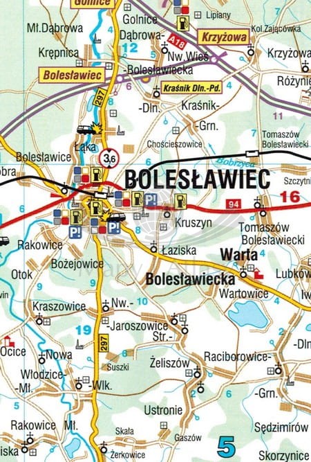 Województwo lubuskie dla zawodowców TIR. Mapa samochodowa wydawnictwa Demart. Fragment 3
