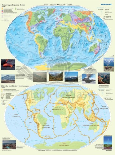 Świat 1:37 000 000. Geologia i tektonika. Mapa ścienna wydawnictwa Meridian
