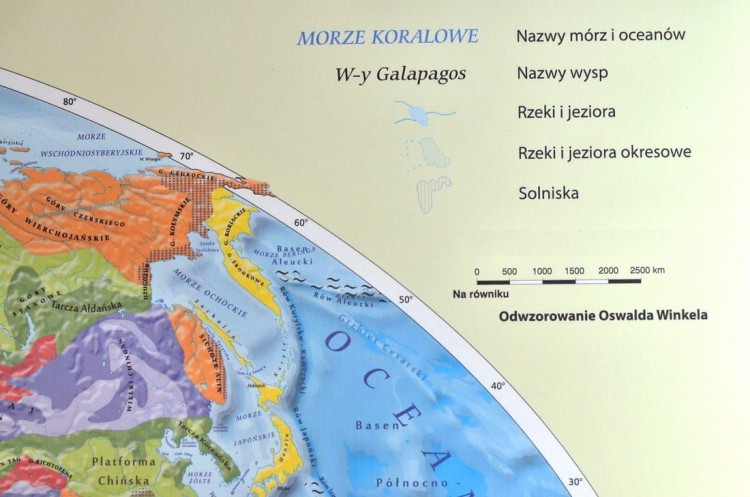 Świat 1:37 000 000. Geologia i tektonika. Mapa ścienna wydawnictwa Meridian. Mapa 1 - fragment 4