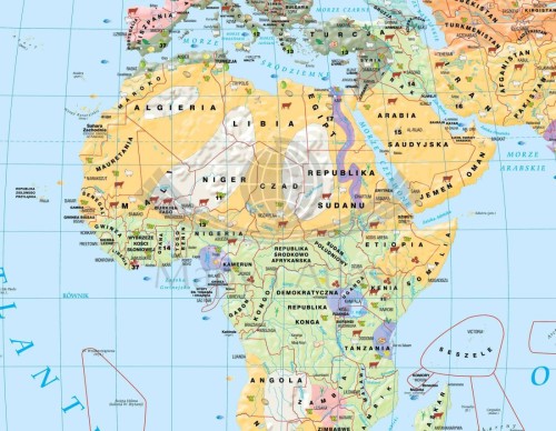Świat 1:26 000 000. Mapa ścienna gospodarcza (rolnictwo i użytkowanie gleby) wydawnictwa Meridian. Fragment 1