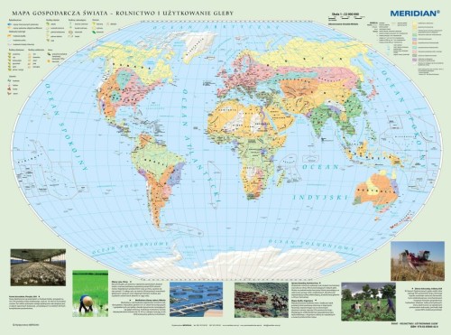 Świat 1:26 000 000. Mapa ścienna gospodarcza (rolnictwo i użytkowanie gleby) wydawnictwa Meridian