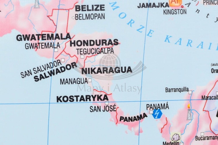 Świat 1:22 000 000. Mapa ścienna gospodarcza: surowce, przemysł, energetyka. Wydawnictwo: Meridian. Fragment 2