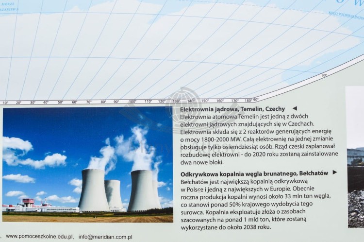 Świat 1:22 000 000. Mapa ścienna gospodarcza: surowce, przemysł, energetyka. Wydawnictwo: Meridian. Fragment 6