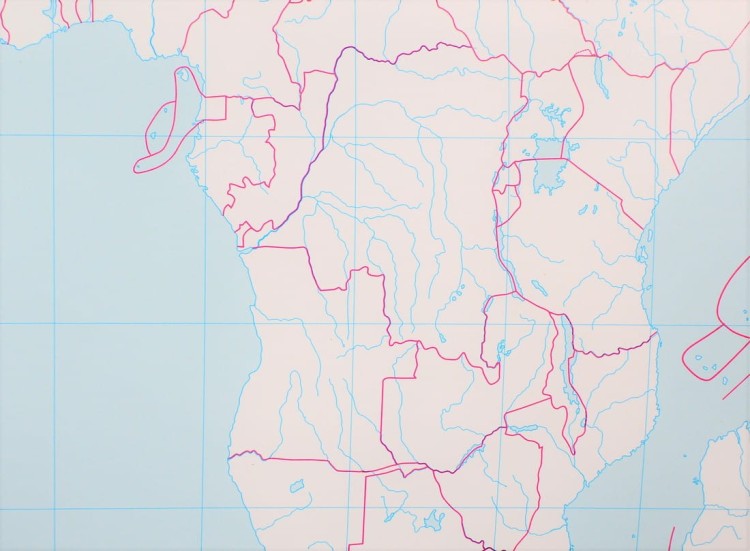 Świat 1:22 000 000. Mapa ścienna konturowa (do ćwiczeń) wydawnictwa Meridian. Fragment 2