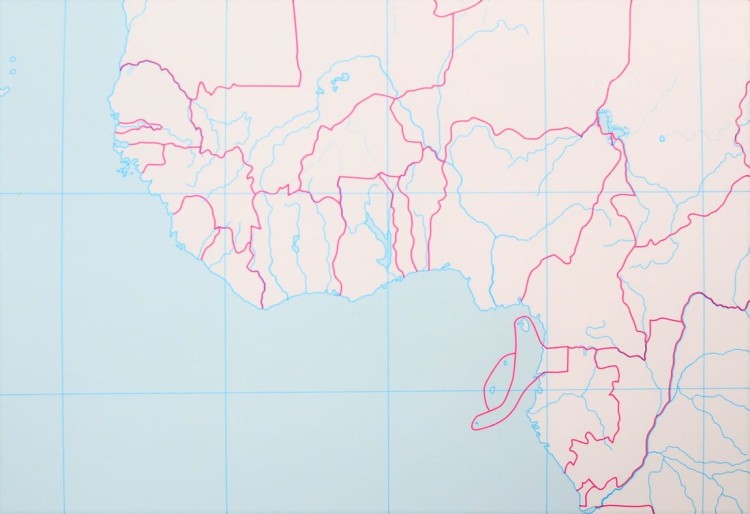 Świat 1:22 000 000. Mapa ścienna konturowa (do ćwiczeń) wydawnictwa Meridian. Fragment 3