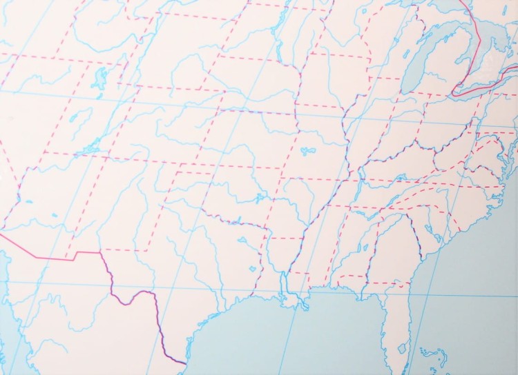 Świat 1:22 000 000. Mapa ścienna konturowa (do ćwiczeń) wydawnictwa Meridian. Fragment 4
