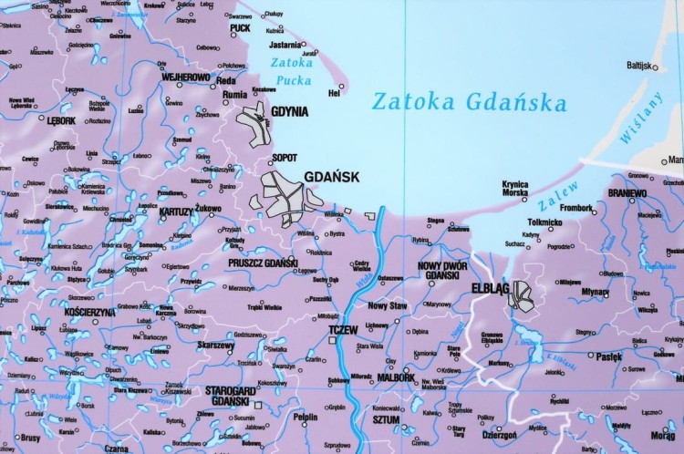 Polska 1:500 000. Mapa ścienna z podziałem na strefy obciążenia śniegiem. Wydawnictwo: Meridian. Fragment 1