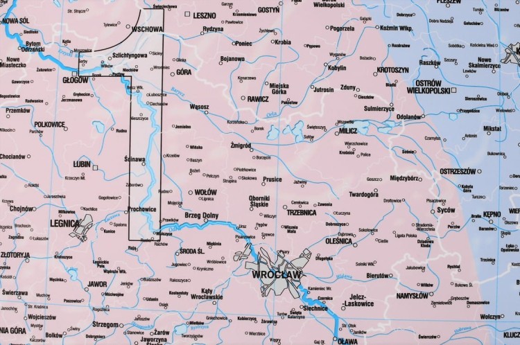 Polska 1:500 000. Mapa ścienna z podziałem na strefy obciążenia śniegiem. Wydawnictwo: Meridian. Fragment 4