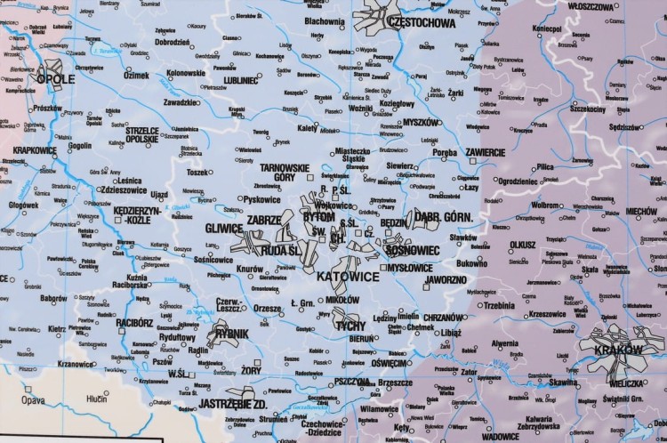 Polska 1:500 000. Mapa ścienna z podziałem na strefy obciążenia śniegiem. Wydawnictwo: Meridian. Fragment 5