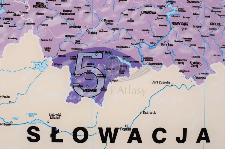 Polska 1:500 000. Mapa ścienna z podziałem na strefy obciążenia śniegiem. Wydawnictwo: Meridian. Fragment 6