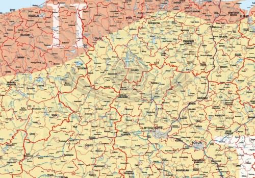 Polska 1:600 000. Mapa ścienna z podziałem na strefy obciążenia wiatrem. Wydawnictwo: Meridian. Fragment 1