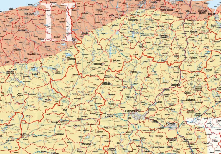 Polska 1:500 000. Mapa ścienna z podziałem na strefy obciążenia wiatrem. Wydawnictwo: Meridian. Fragment 1