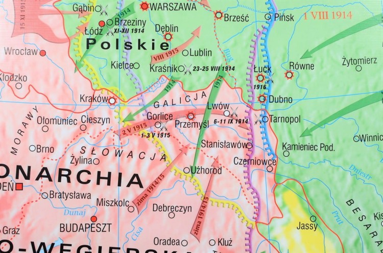 I Wojna Światowa w Europie i na Bliskim Wschodzie 1914-1916. Mapa ścienna wydawnictwa Meridian. Fragment 2