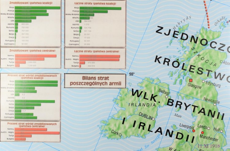 I Wojna Światowa w Europie i na Bliskim Wschodzie 1917-1918. Mapa ścienna wydawnictwa Meridian. Fragment 3