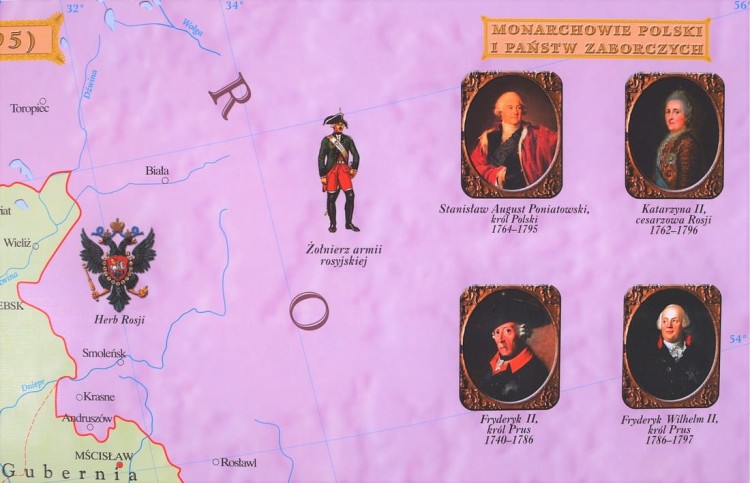 Rzeczpospolita Polska w okresie rozbiorów (1772-1795). Mapa ścienna wydawnictwa Meridian. Fragment 3