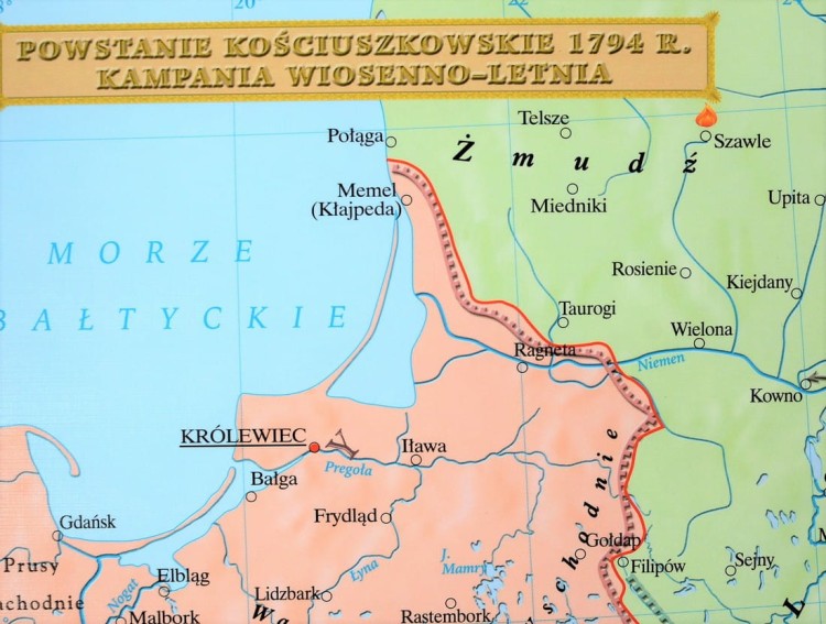 Rzeczpospolita Polska w okresie rozbiorów (1772-1795). Mapa ścienna wydawnictwa Meridian. Fragment 6