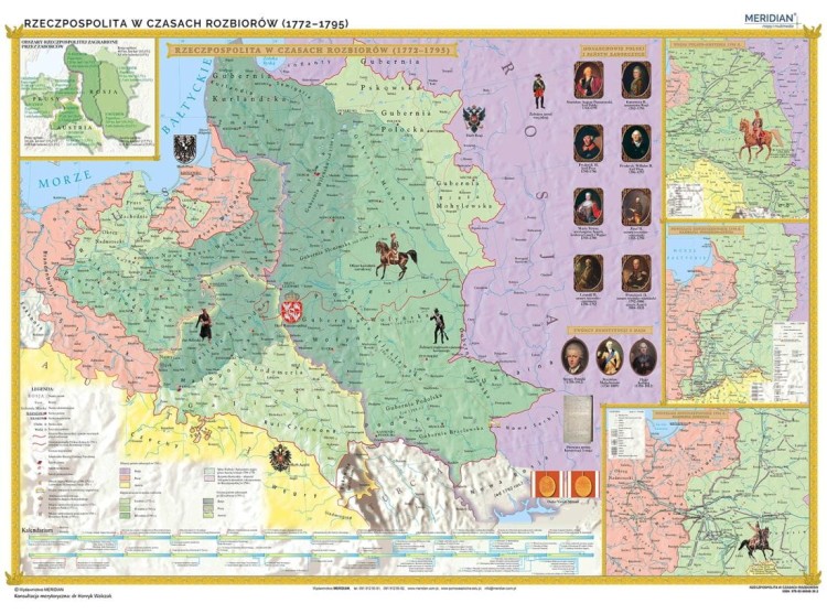 Rzeczpospolita Polska w okresie rozbiorów (1772-1795). Mapa ścienna wydawnictwa Meridian