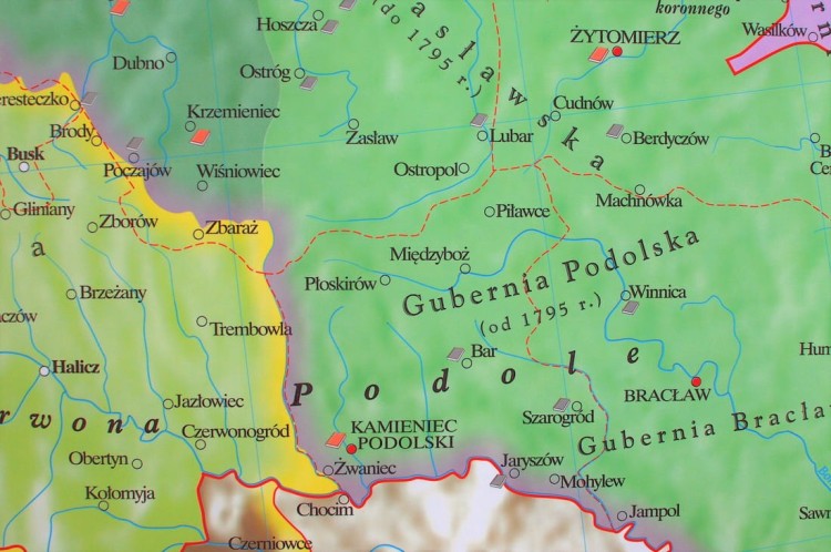 Rzeczpospolita Polska w okresie rozbiorów (1772-1795). Mapa ścienna wydawnictwa Meridian. Fragment 1